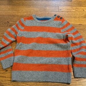 Mini Boden Boys Striped Orange and Gray Sweater